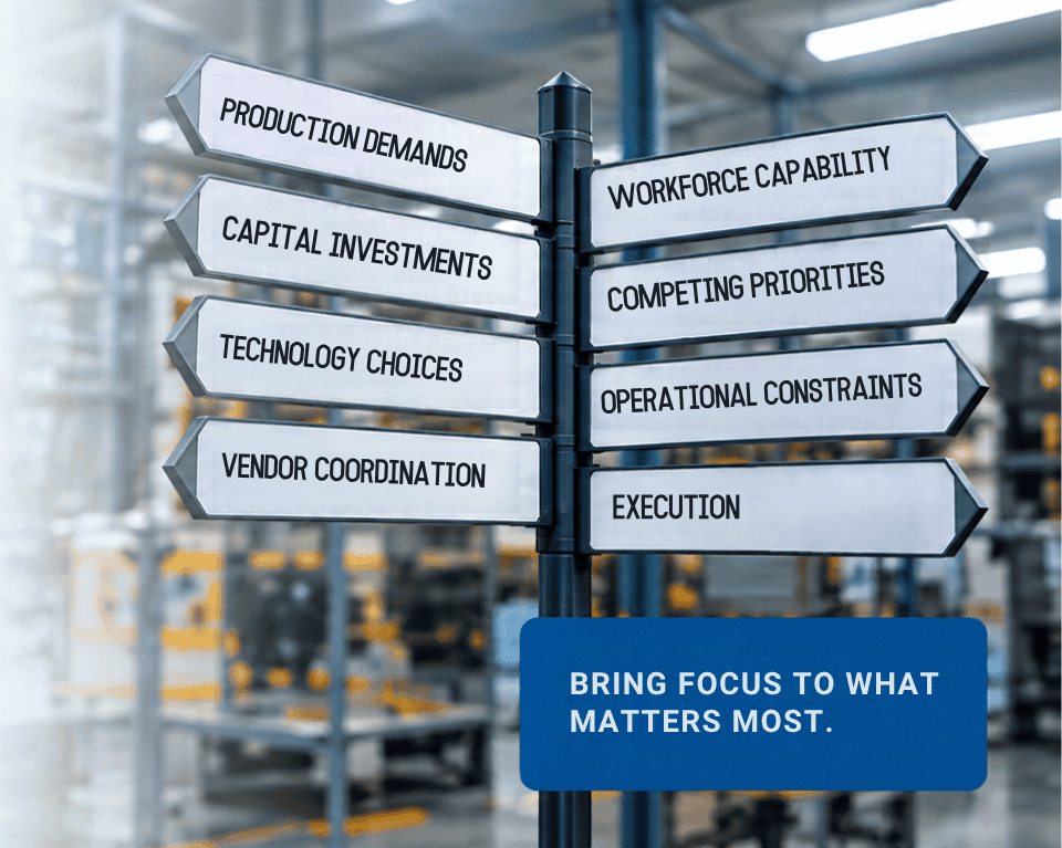 Manufacturing executive advisory for turning priorities into results